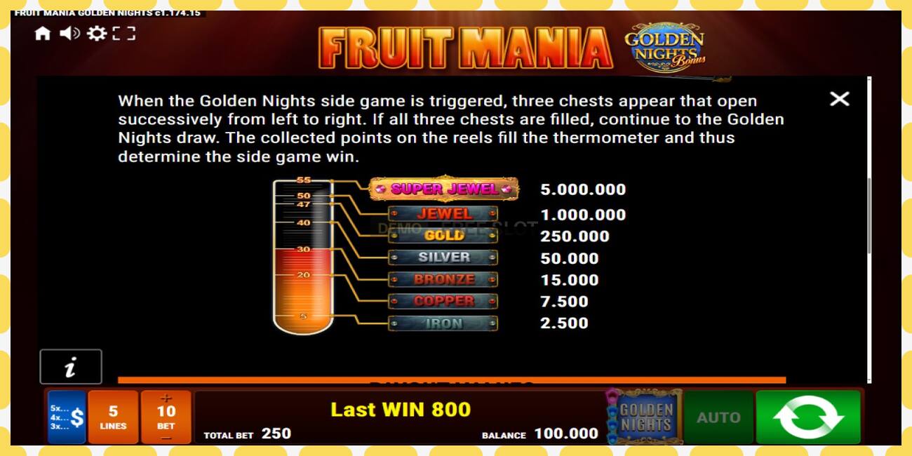 Demo slot Fruit Mania Golden Nights free and without registration, picture - 1