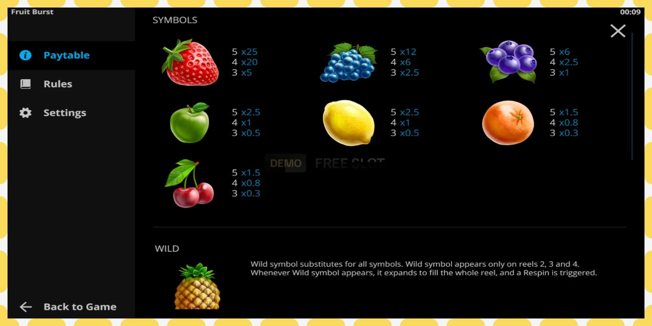 Demo slot Fruitburst free and without registration, picture - 1