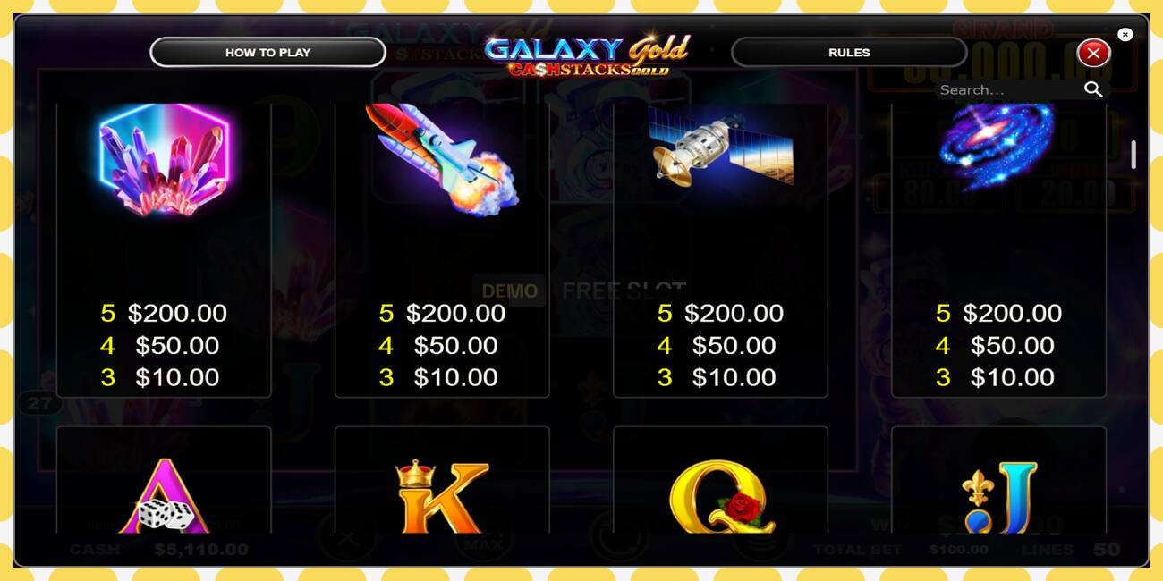 ဒီမိုအထိုင် Galaxy Gold CashStacks Gold အခမဲ့နှင့်မှတ်ပုံတင်ခြင်းမရှိဘဲ, ပုံ - ၁