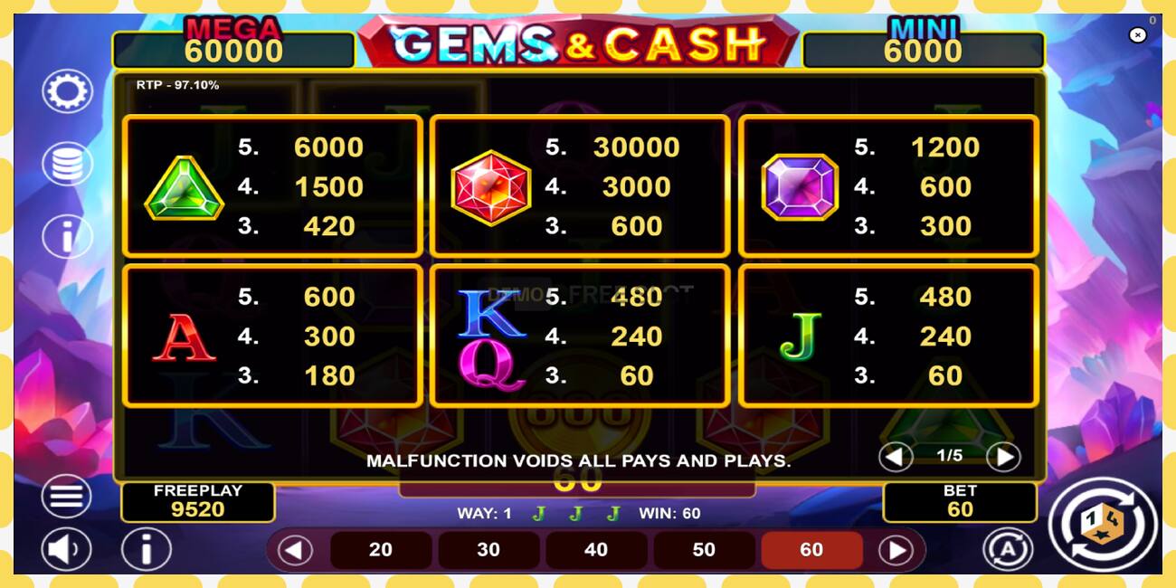 Демо слот Gems & Cash безплатно и без регистрация, снимка - 1