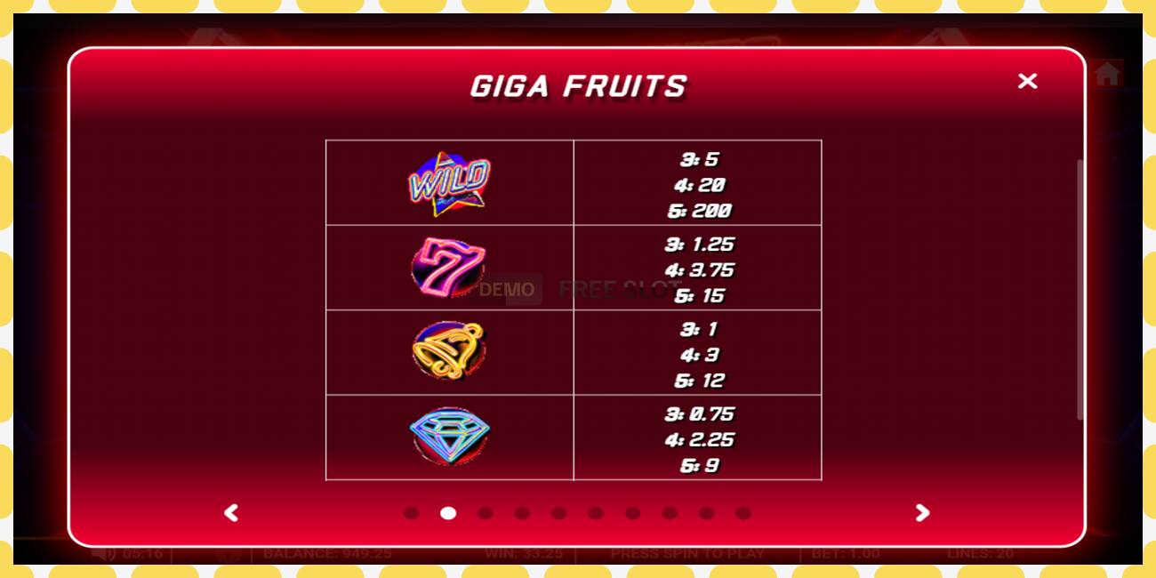 Demo-spor Giga Fruits gratis og uten registrering, bilde - 1