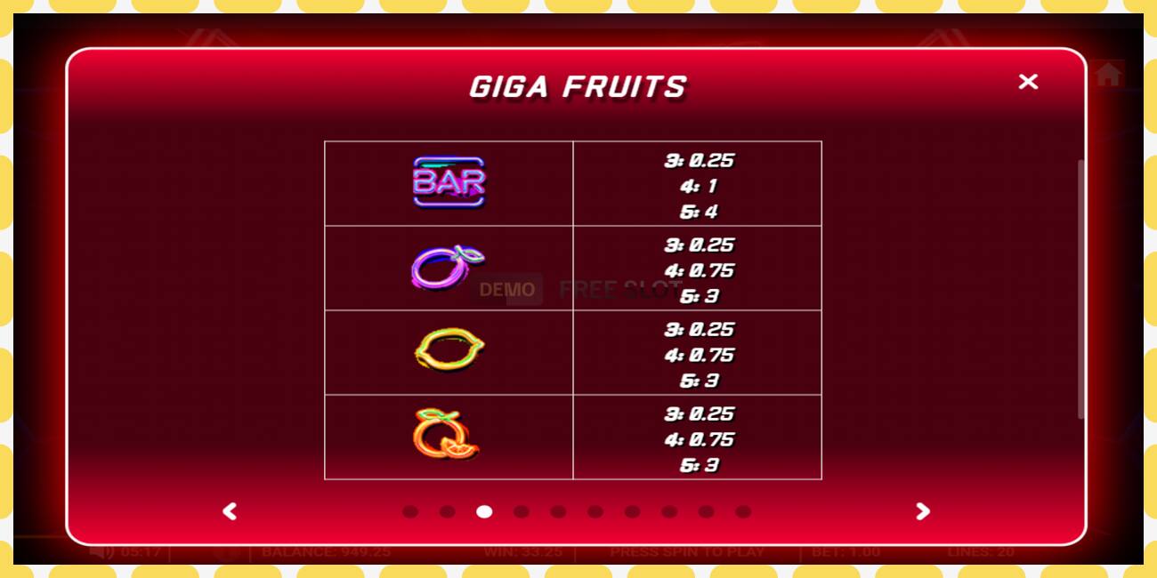 Demo-spor Giga Fruits gratis og uten registrering, bilde - 1