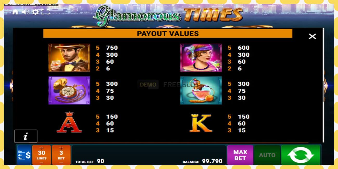 Demo slot Glamorous Times free and without registration, picture - 1