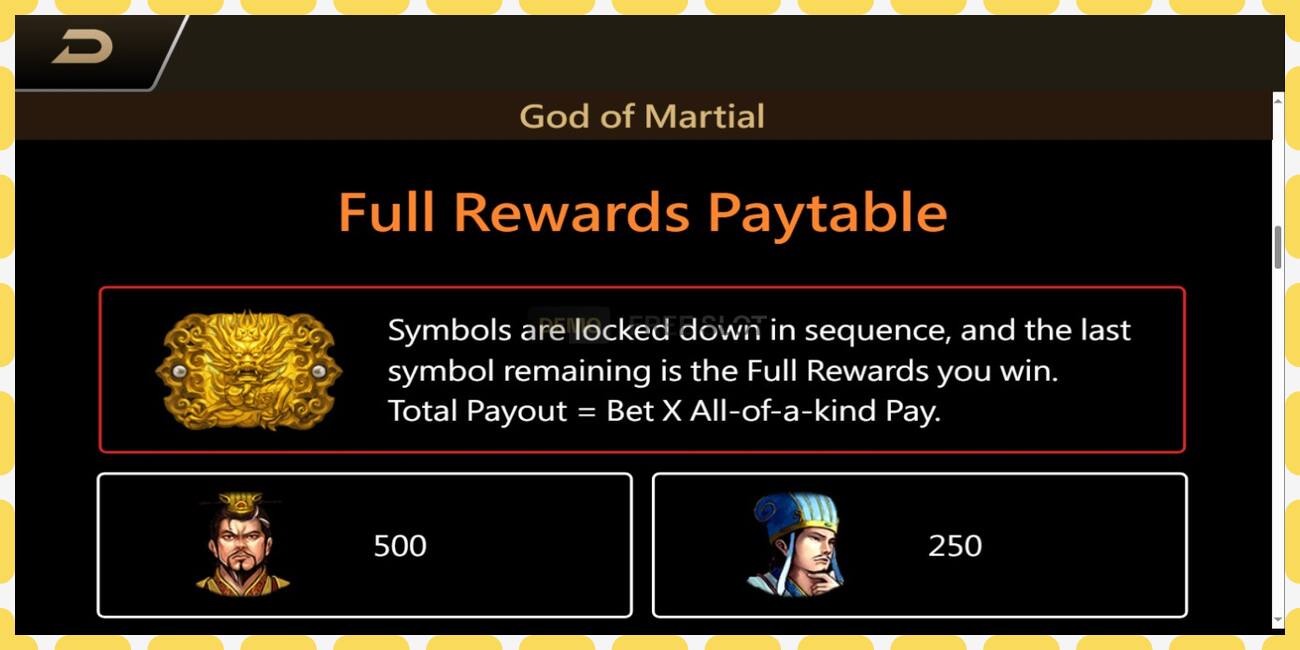 Demo slot God Of Martial free and without registration, picture - 1