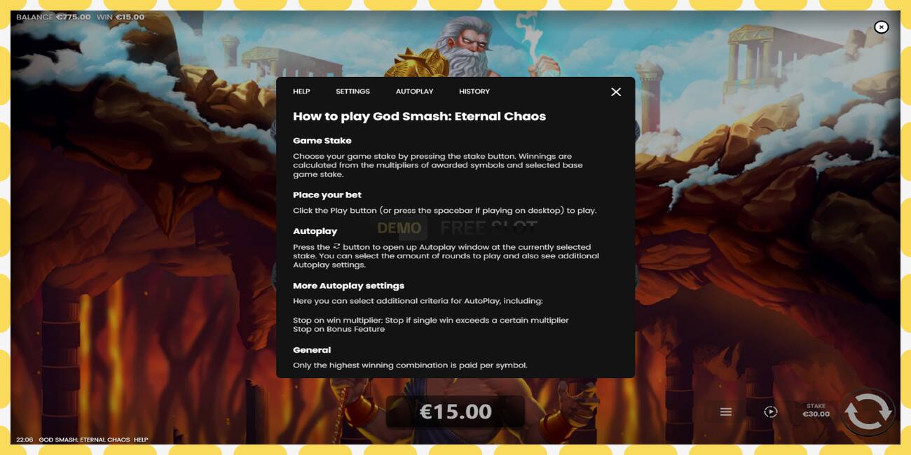 Demo slot God Smash: Eternal Chaos free and without registration, picture - 1