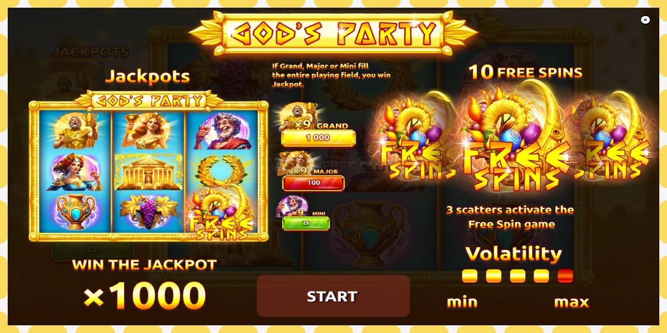 Demo slots Gods Party bezmaksas un bez reģistrācijas, attēlu - 1