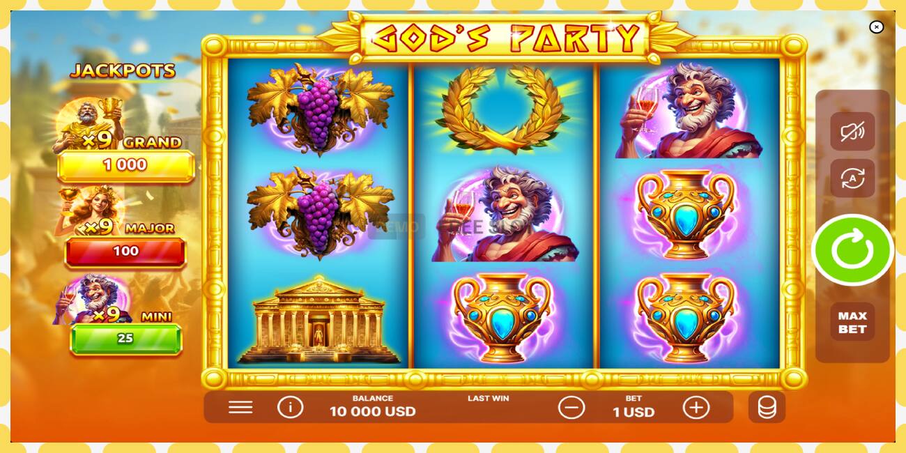 Demo slots Gods Party bezmaksas un bez reģistrācijas, attēlu - 1