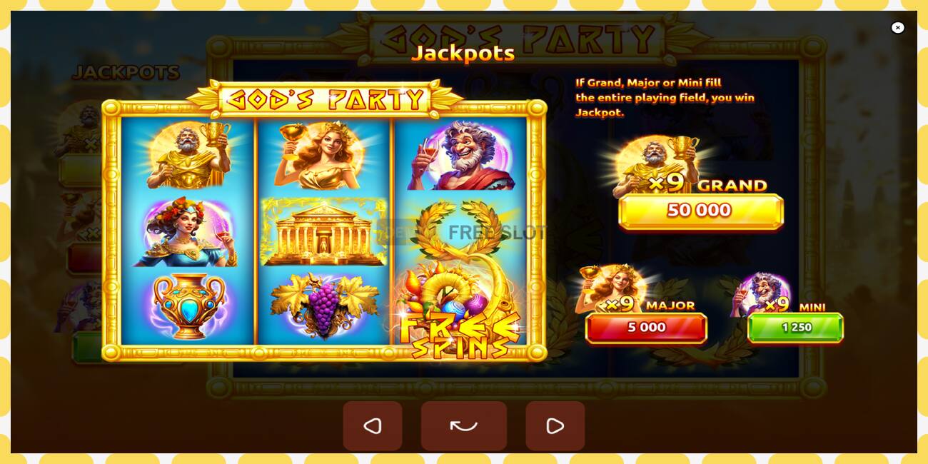 Demo slots Gods Party bezmaksas un bez reģistrācijas, attēlu - 1