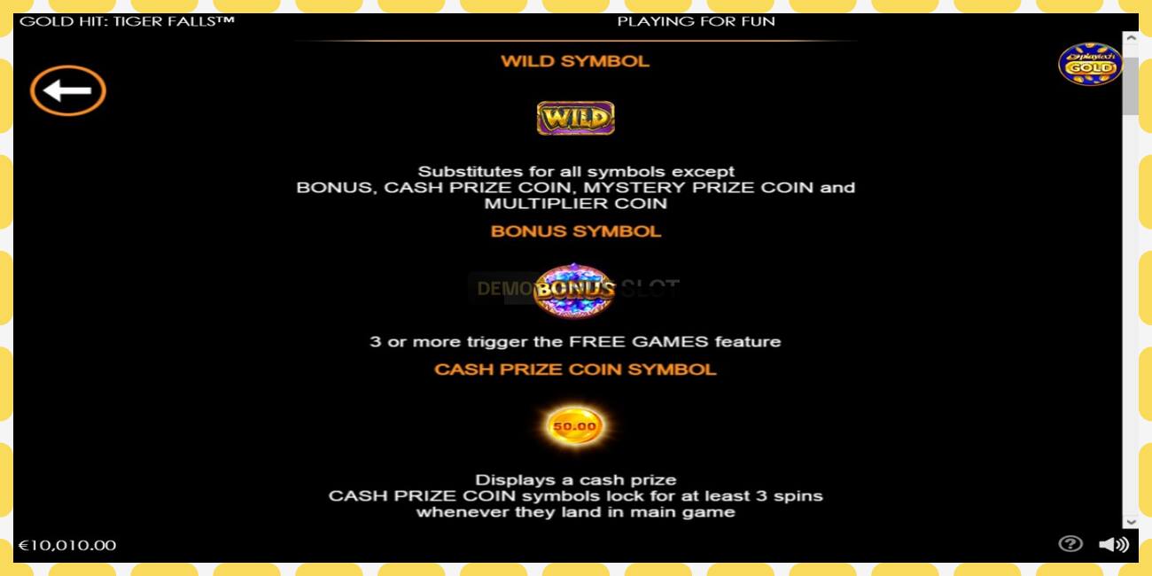 Demo slot Gold Hit: Tiger Falls free and without registration, picture - 1