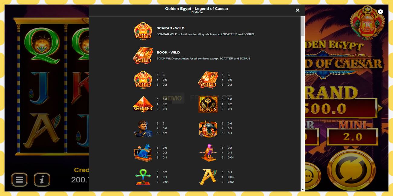 Slot dimostrativo Golden Egypt Legend of Caesar gratuito e senza registrazione, immagine - 1