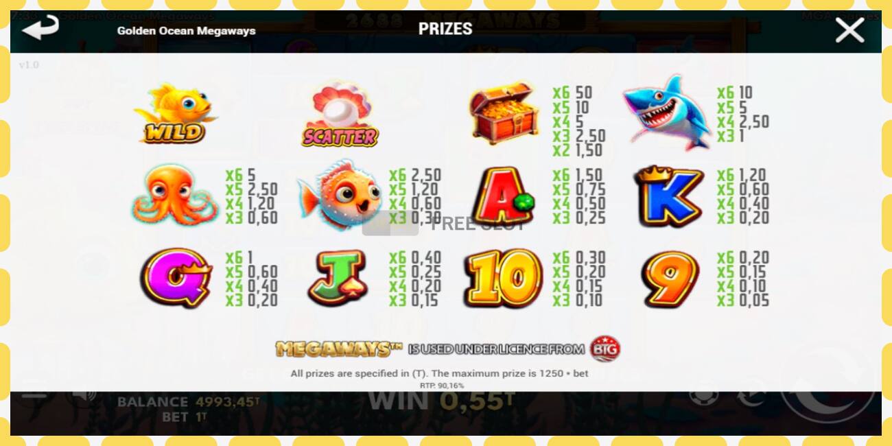 Demo slot Golden Ocean Megaways free and without registration, picture - 1