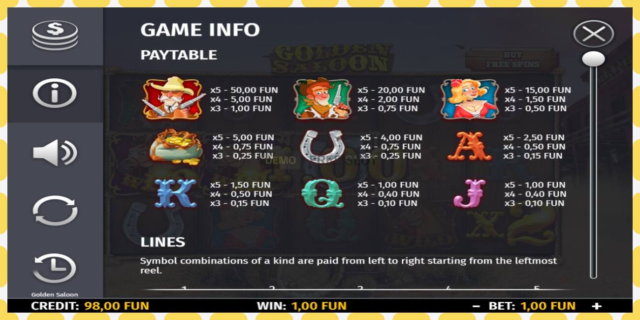 Demo slot Golden Saloon free and without registration, picture - 1