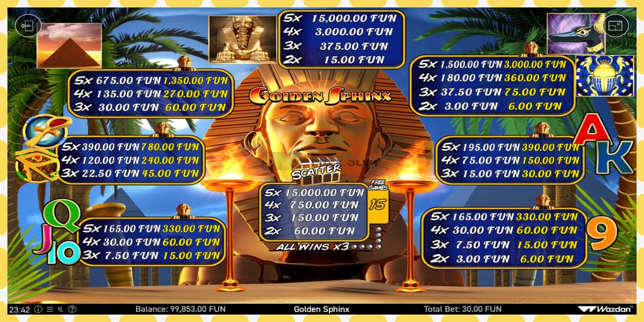 Demo slot Golden Sphinx gratis og uden registrering, billede - 1