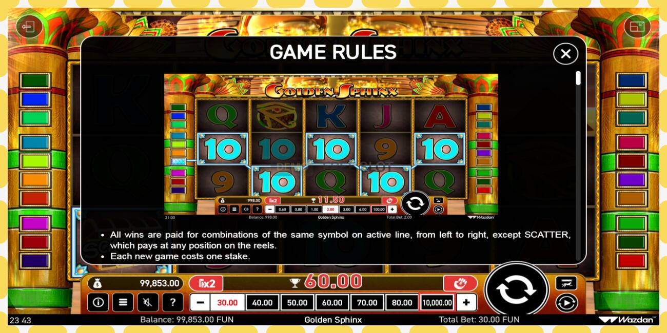 Demo slot Golden Sphinx gratis og uden registrering, billede - 1