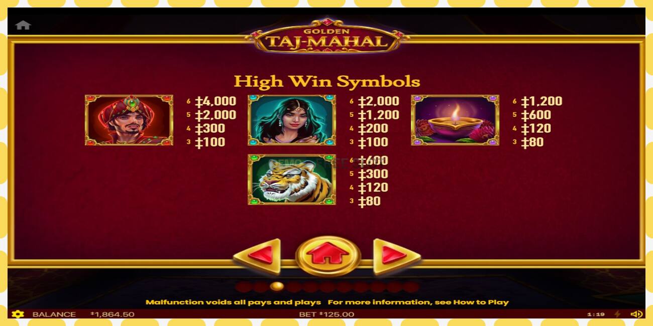 Demo slot Golden Taj Mahal free and without registration, picture - 1