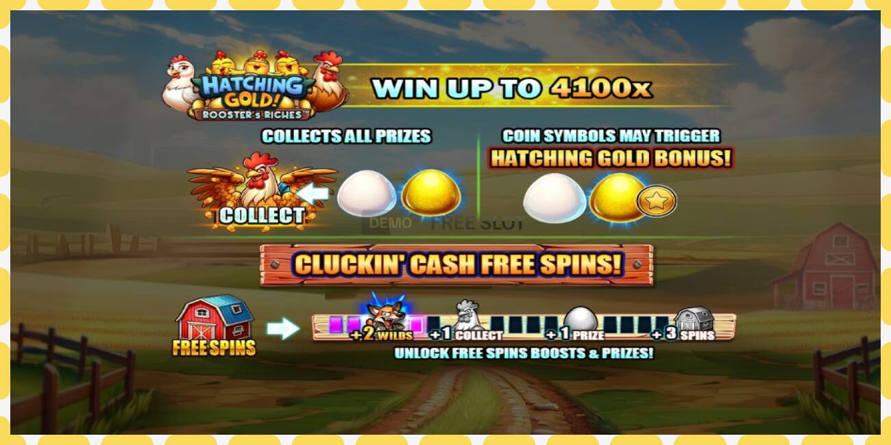 Demo lizdas Hatching Gold! Roosters Riches nemokamai ir be registracijos, paveikslėlį - 1