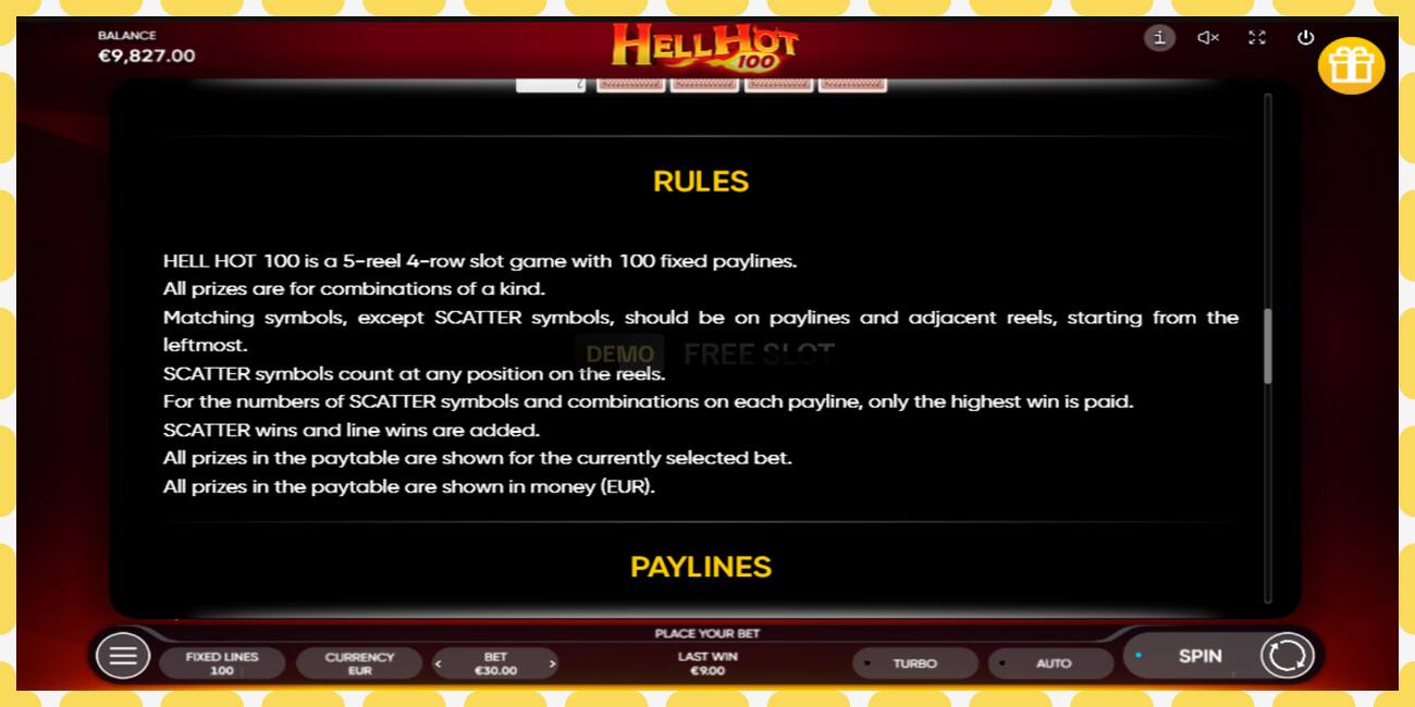Demo rifa Hell Hot 100 ókeypis og án skráningar, mynd - 1