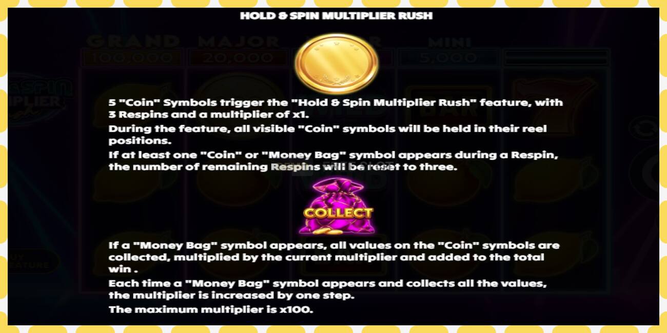 Demo yuvası Hold & Spin Multiplier Rush pulsuz və qeydiyyat olmadan, şəkil - 1