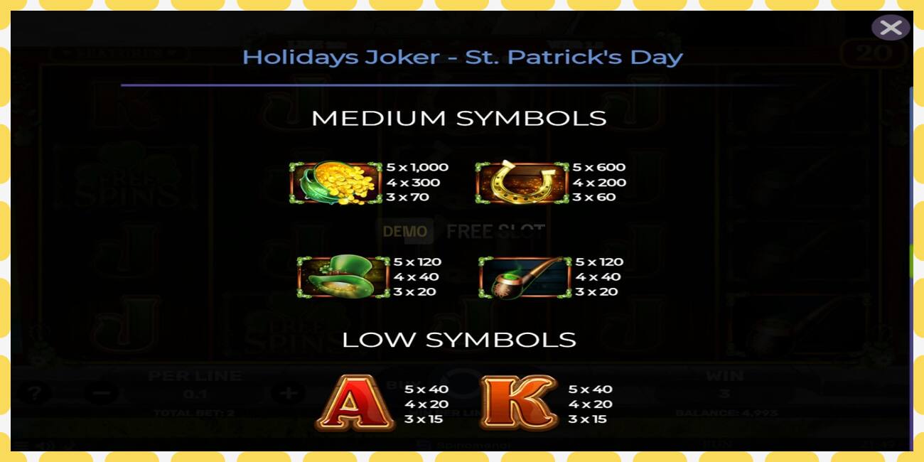 Demo slot Holidays Joker - St. Patricks Day free and without registration, picture - 1