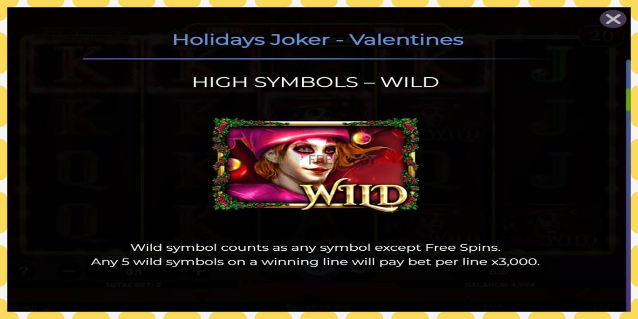 Demo slots Holidays Joker - Valentines bezmaksas un bez reģistrācijas, attēlu - 1