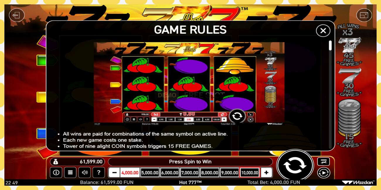 Demo slot Hot 777 free and without registration, picture - 1