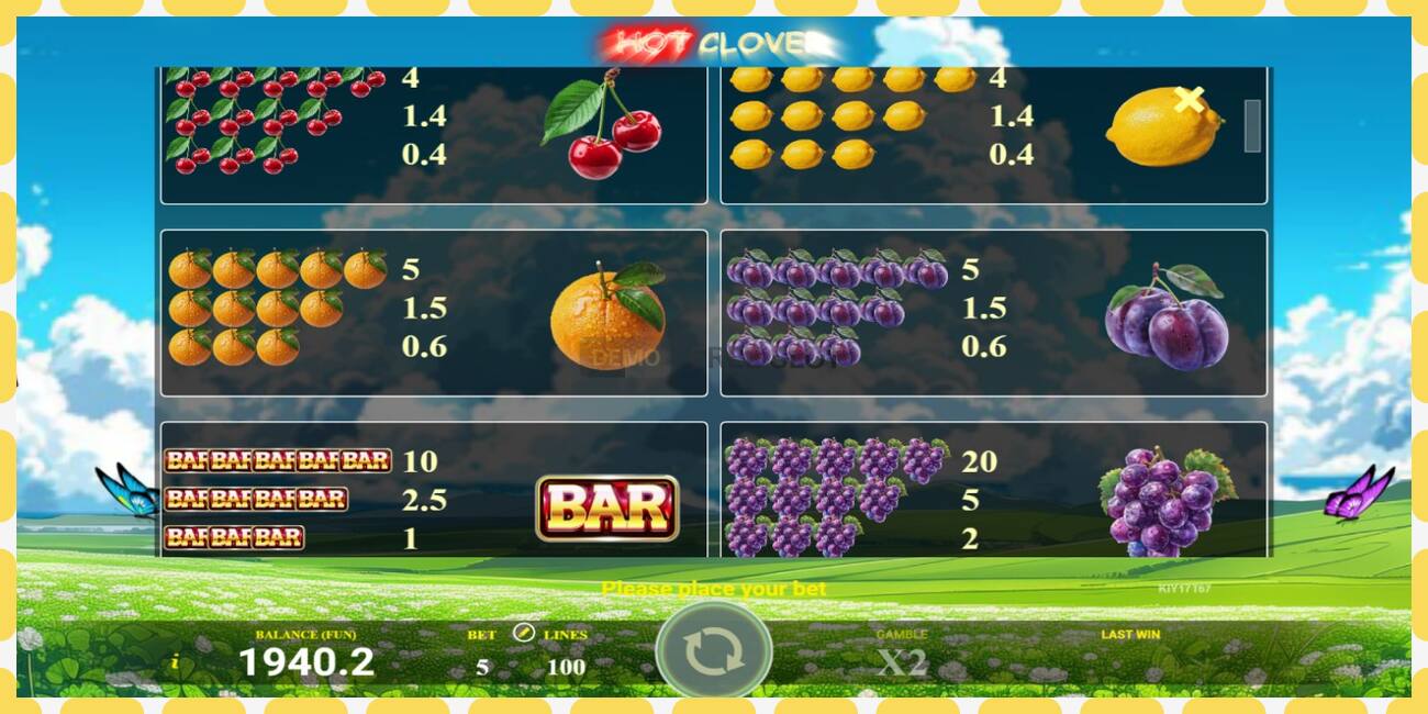 Demo slot Hot Clover free and without registration, picture - 1