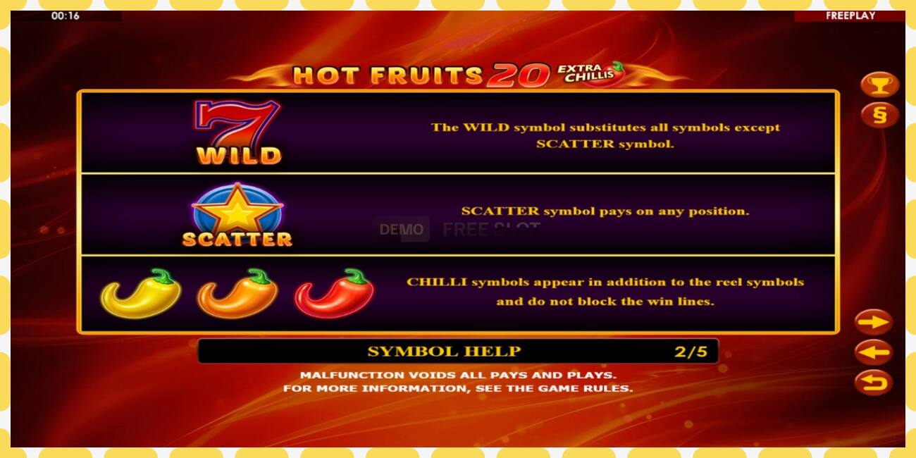 Demo slot Hot Fruits 20 Extra Chillis free and without registration, picture - 1