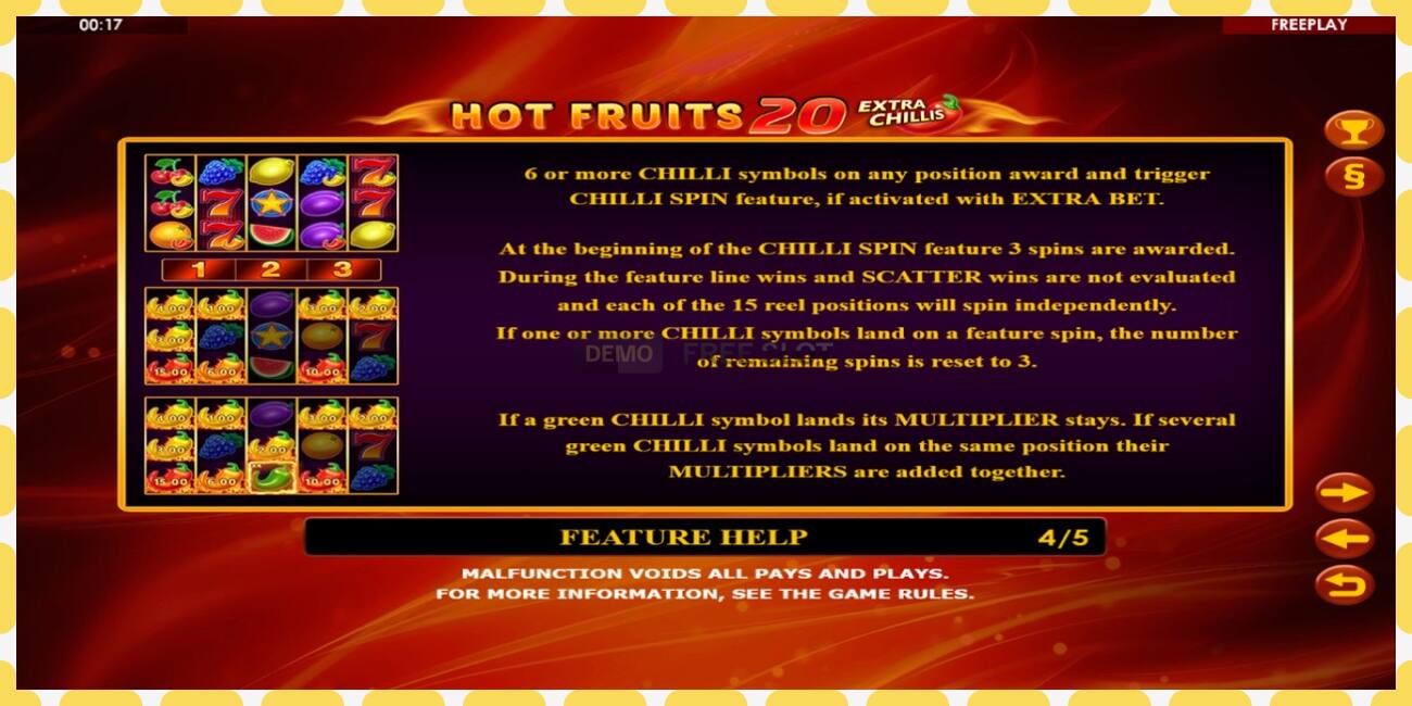 Demo slot Hot Fruits 20 Extra Chillis free and without registration, picture - 1