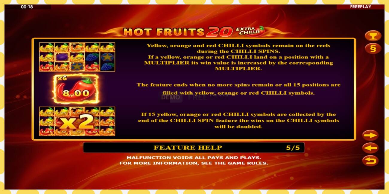 Demo slot Hot Fruits 20 Extra Chillis free and without registration, picture - 1