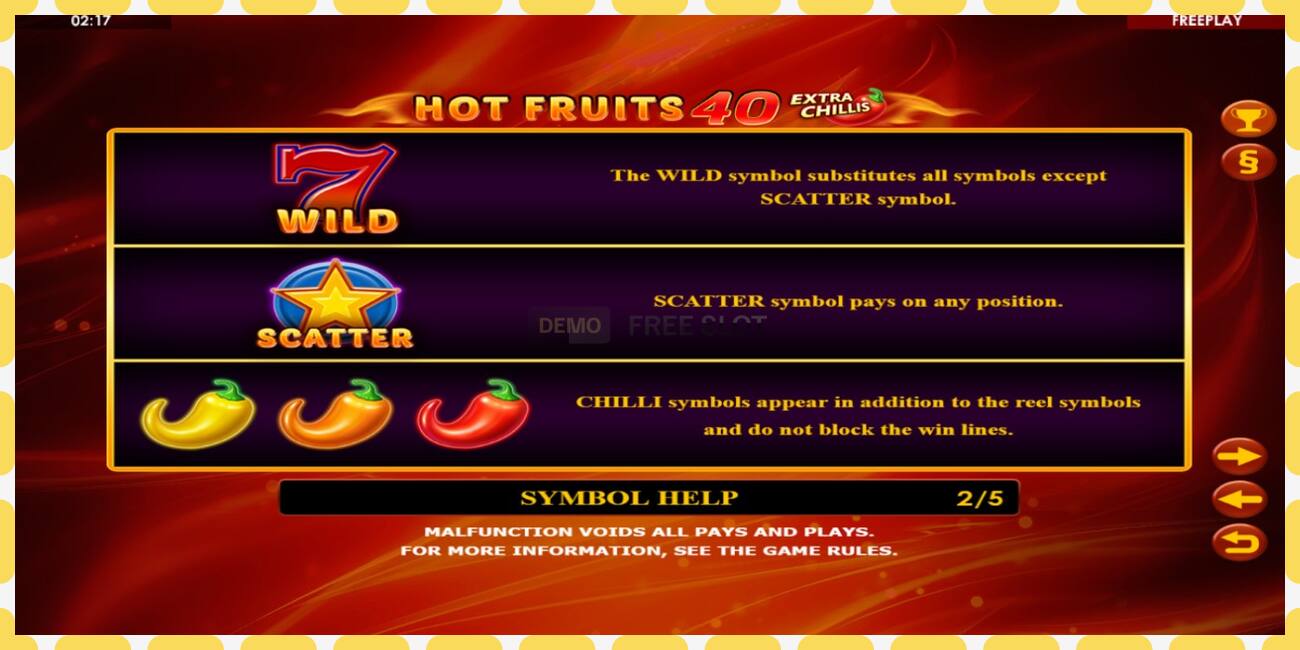 Demo slot Hot Fruits 40 Extra Chillis free and without registration, picture - 1