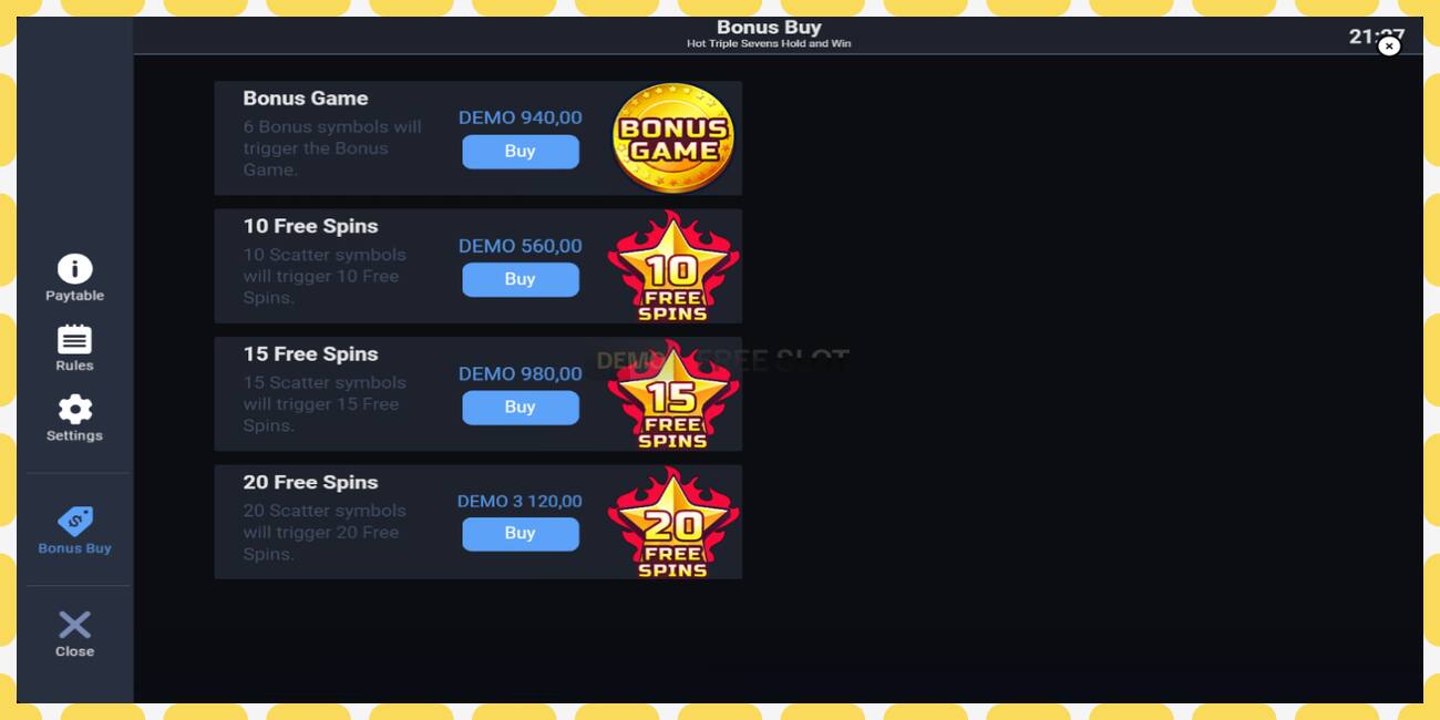 Demo slot Hot Triple Sevens Hold & Win free and without registration, picture - 1