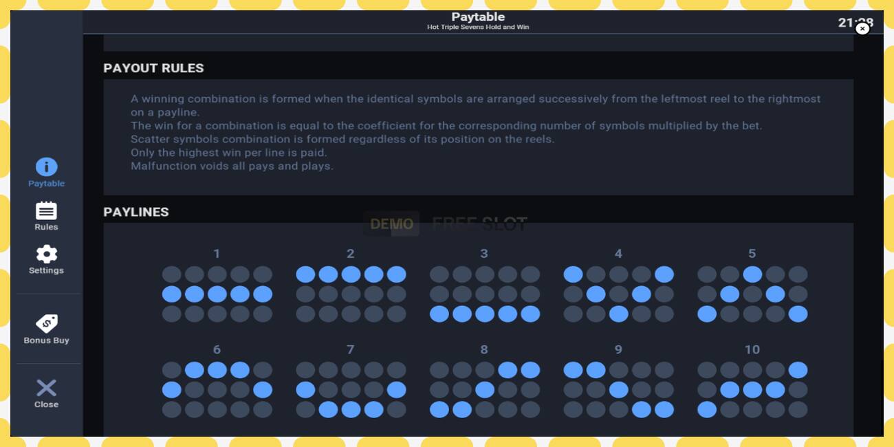 Demo slot Hot Triple Sevens Hold & Win free and without registration, picture - 1