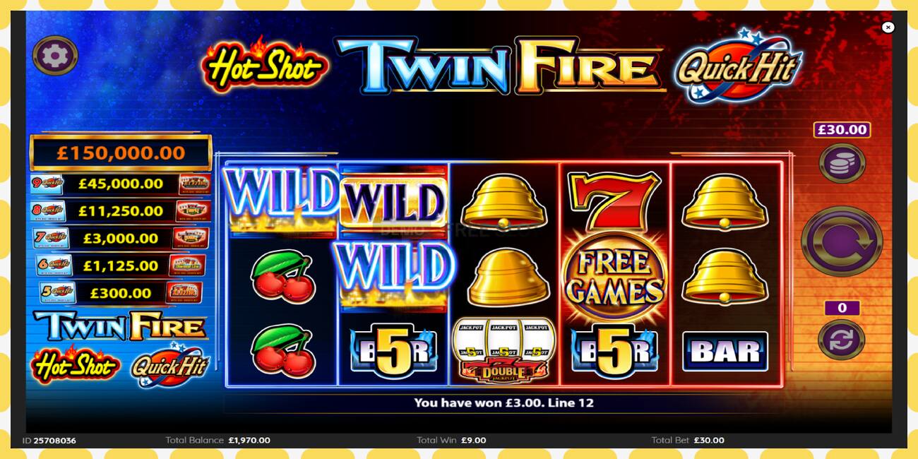 Demo slot HotShot TwinFire නොමිලේ සහ ලියාපදිංචියකින් තොරව, පින්තූරය - 1