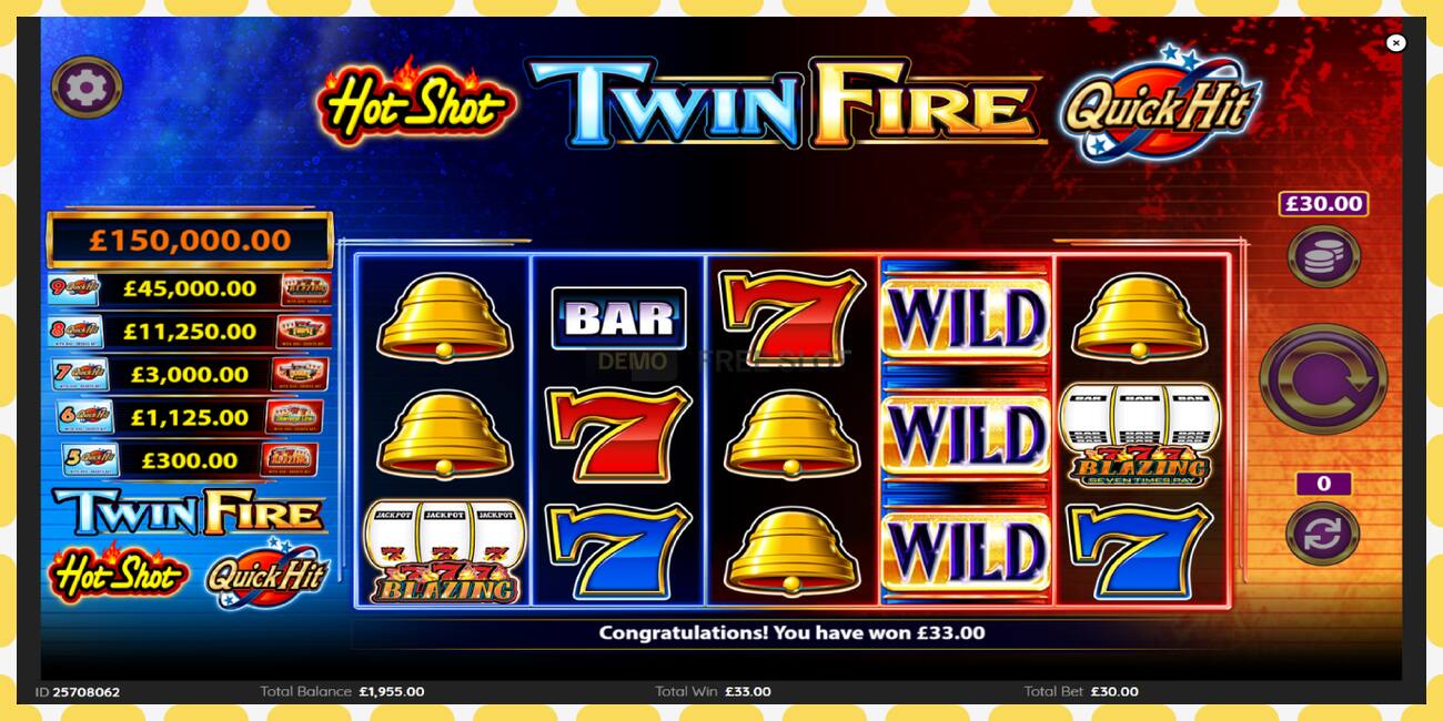 Demo slot HotShot TwinFire නොමිලේ සහ ලියාපදිංචියකින් තොරව, පින්තූරය - 1