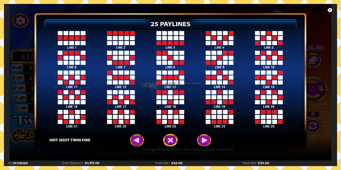 Demo slot HotShot TwinFire නොමිලේ සහ ලියාපදිංචියකින් තොරව, පින්තූරය - 1