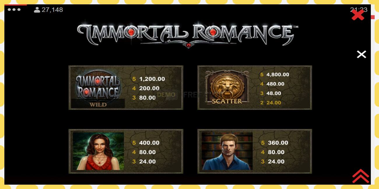 Demo slot Immortal Romance free and without registration, picture - 1