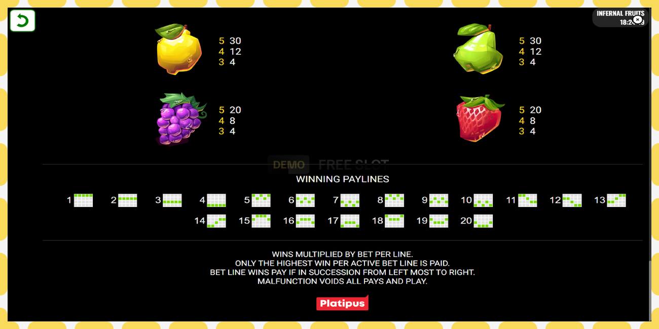 Demo slot Infernal Fruits free and without registration, picture - 1