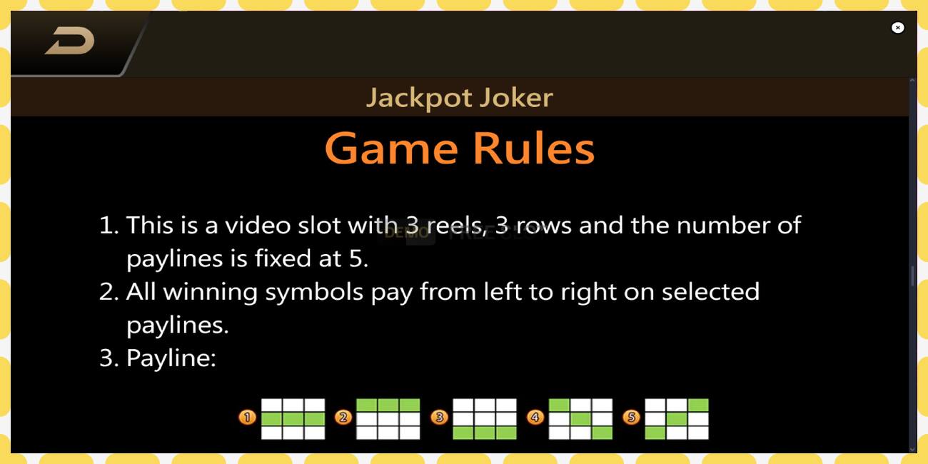 Slot dimostrativo Jackpot Joker gratuito e senza registrazione, immagine - 1