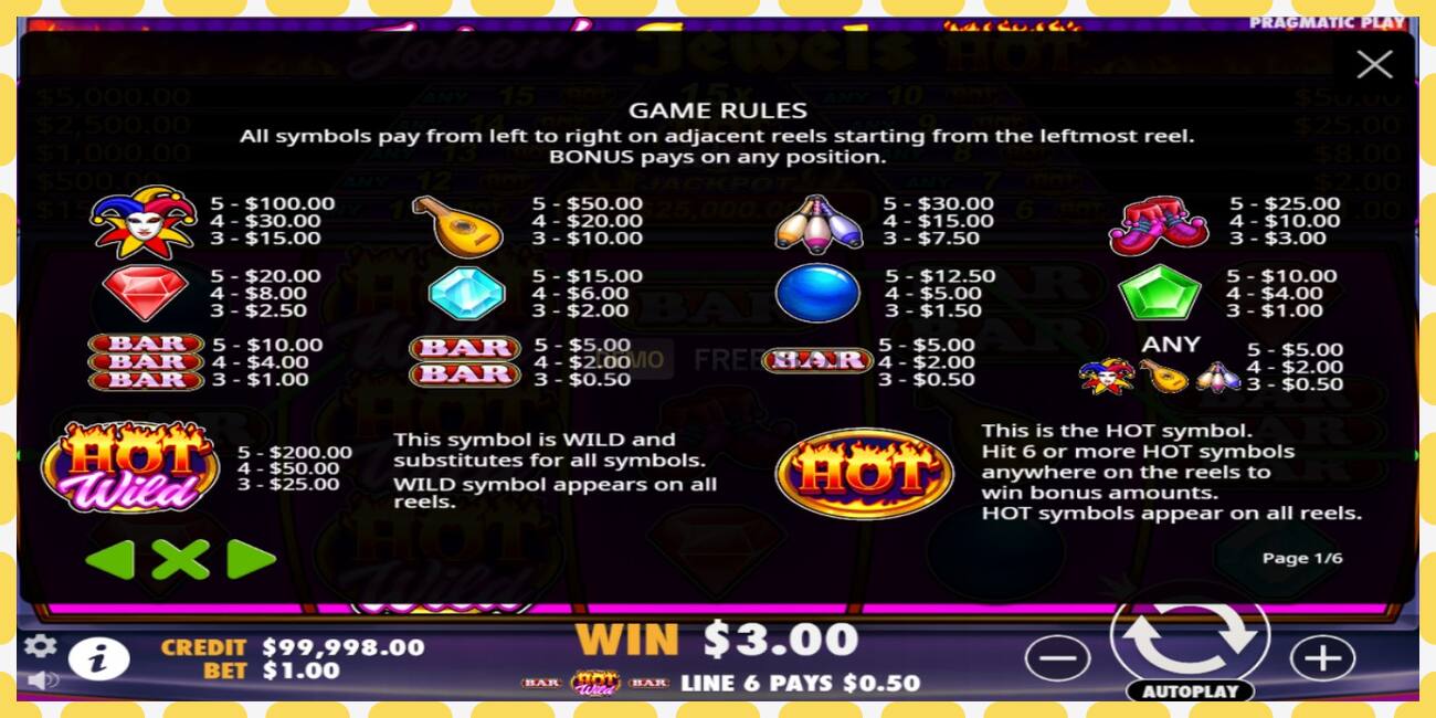 Slot demo Jokers Jewels Hot gratuit și fără înregistrare, imagine - 1