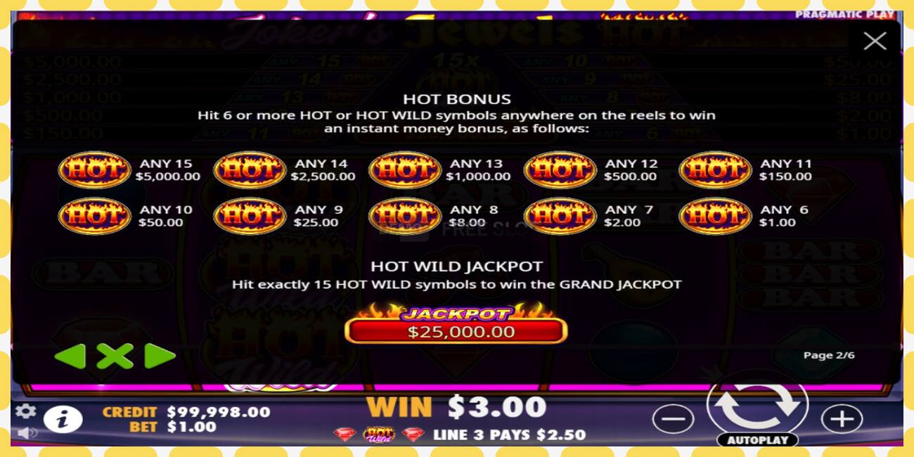 Slot demo Jokers Jewels Hot gratuit și fără înregistrare, imagine - 1