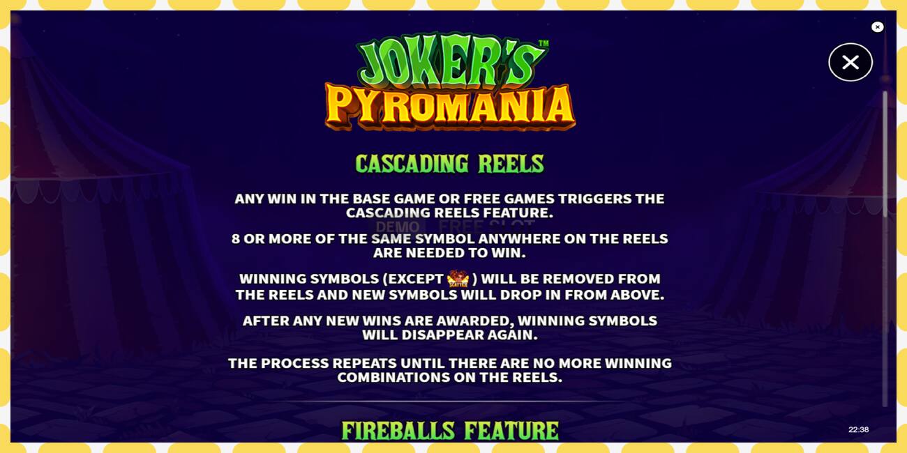 Demo slot Jokers Pyromania gratis og uden registrering, billede - 1