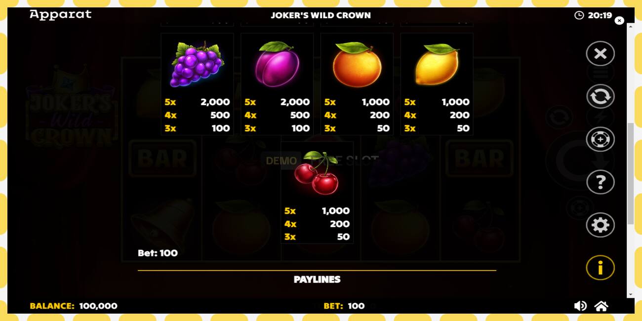 Demo slot Jokers Wild Crown Diamond Treasures free and without registration, picture - 1