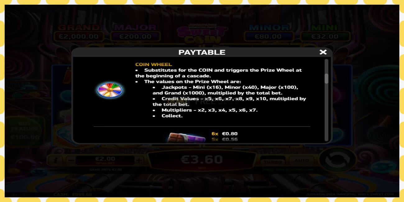 Demo slot JuegaenLinea Immortal Ways Sweet Coin free and without registration, picture - 1