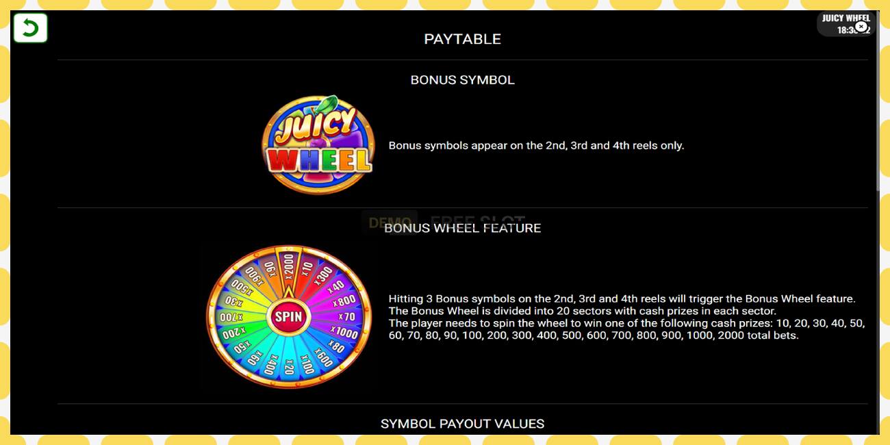 Slot demo Juicy Wheel gratuit și fără înregistrare, imagine - 1