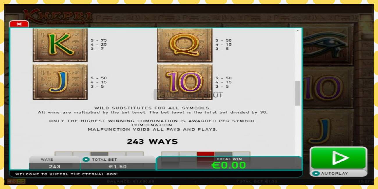 Demo slot Khepri The Eternal God free and without registration, picture - 1