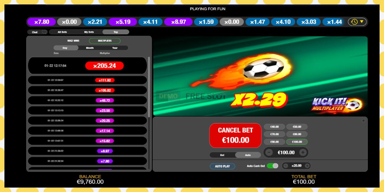 Demo slot Kick It! Multiplayer free and without registration, picture - 1