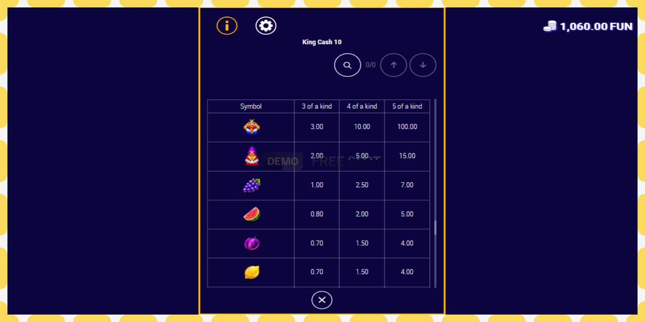 Demo slot King Cash 10 free and without registration, picture - 1