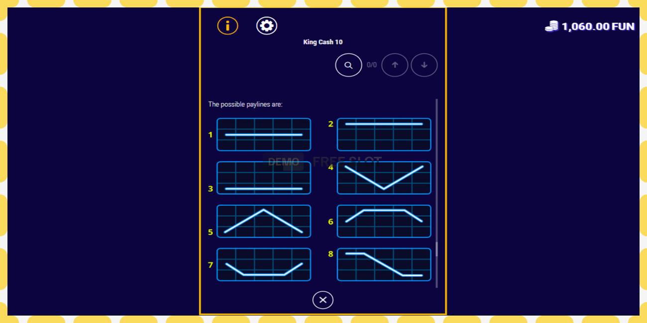 Demo zirrikitua King Cash 10 doan eta erregistratu gabe, irudia - 1