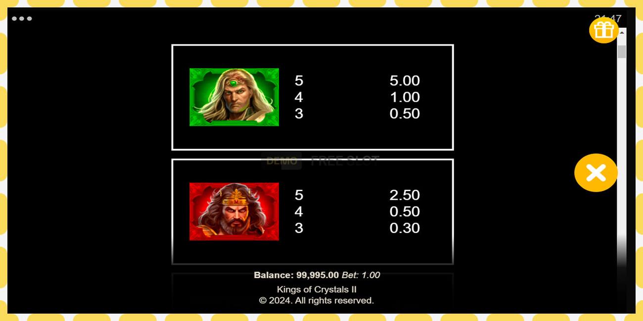 Υποδοχή επίδειξης Kings of Crystals II Power Combo δωρεάν και χωρίς εγγραφή, εικόνα - 1