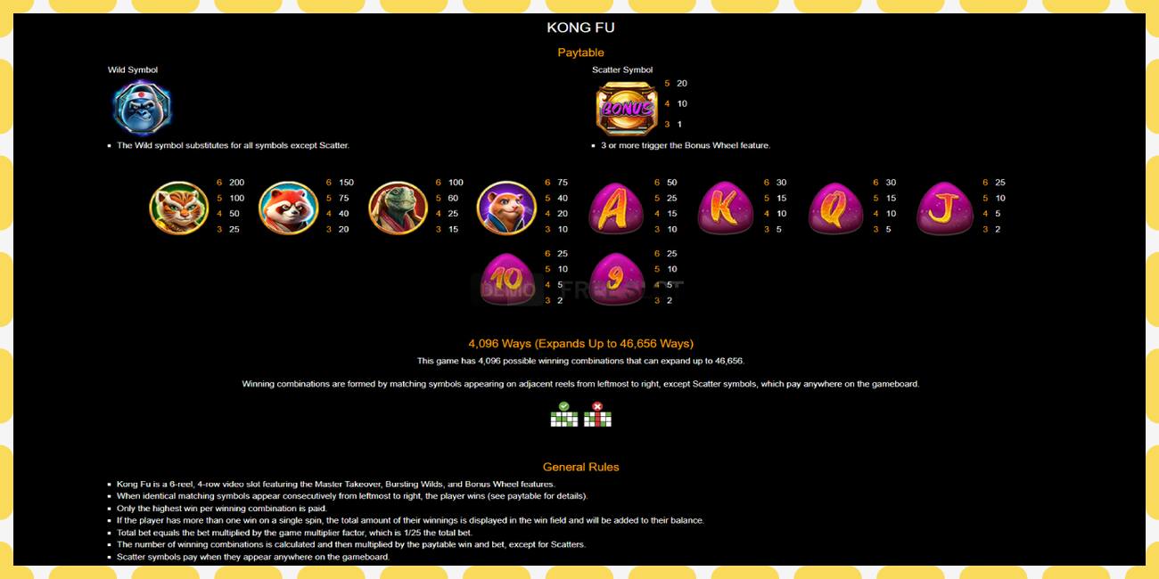 Demo slot Kong Fu free and without registration, picture - 1